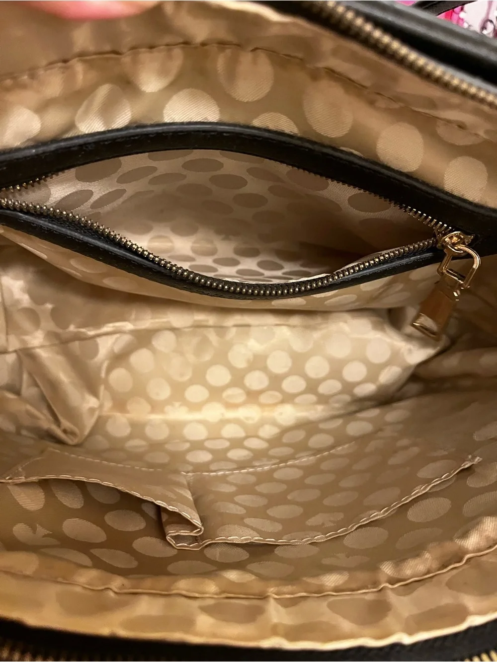 kate spade Black Saffiano Tote with Gold Logo Accents